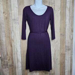 Viereck Pullover Long Sleeve Infiniti Tie Purple Midi Dress Size Small